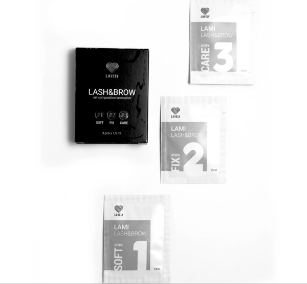 Set composition lamination LASH&BROW №1 SOFT, №2 FIX, №3 CARE, Lovely 3 pcs*1,5 ml